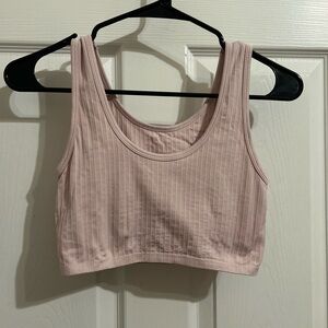 Aerie Light Pink Ribbed sports bra